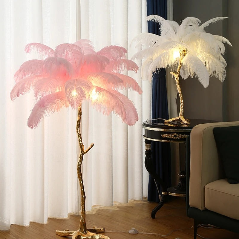 Plume Luxe Floor Lamp – Elegant Ostrich Feather LED Stand Light